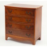 Yew bow front four drawer chest, 82cm H x 75cm W x 42cm D : For Further Condition Reports, Please