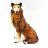 Large pottery fireside Collie dog, 69cm high : For Further Condition Reports, Please Visit Our