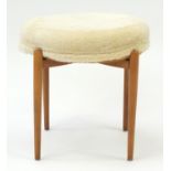 1960's teak four legged stool, 46cm high x 43cm in diameter : For Further Condition Reports,