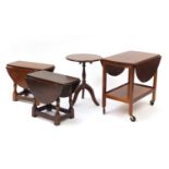 Occasional furniture including two Sutherland tables and a mahogany tripod table : For Further