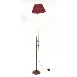 Industrial rusted bronzed adjustable standard lamp with silk lined shade : For Further Condition