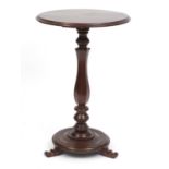 Victorian circular walnut occasional table on facetted column, 76cm high x 50cm in diameter : For