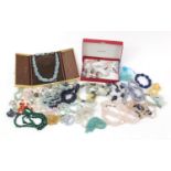 Costume Jewellery polished stone necklaces, bracelets including lapis lazuli and quartz : For