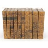 Ten 19th century Tauchnitz edition leather bound hardback books including The Pariah volumes one,