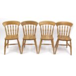 Set of four pine farmhouse dining chairs : For Further Condition Reports, Please Visit Our
