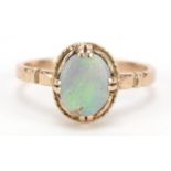 9ct gold opal ring, size O, 2.4g : For Further Condition Reports, Please Visit Our Website,