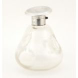 George V cut glass scent bottle with silver lid, by A J Pepper & Co, Birmingham 1915, 13cm high :