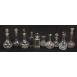 Ten Georgian and later cut glass decanters, the largest 30cm high : For Further Condition Reports,