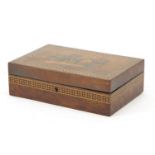 Victorian Tunbridge ware box with silk lined interior, the hinged lid micro mosaic inlaid with