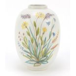 Rörstrand Swedish Sverige porcelain vase hand painted with flowers by Rörstrand, 21.5cm high : For