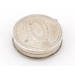 George III silver circular pill box and cover, S P London 1791, 2.6cm in diameter, 8.5g : For