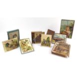 Five 19th century and later puzzles including Roland Davies railwayana and Farm Pets puzzle box