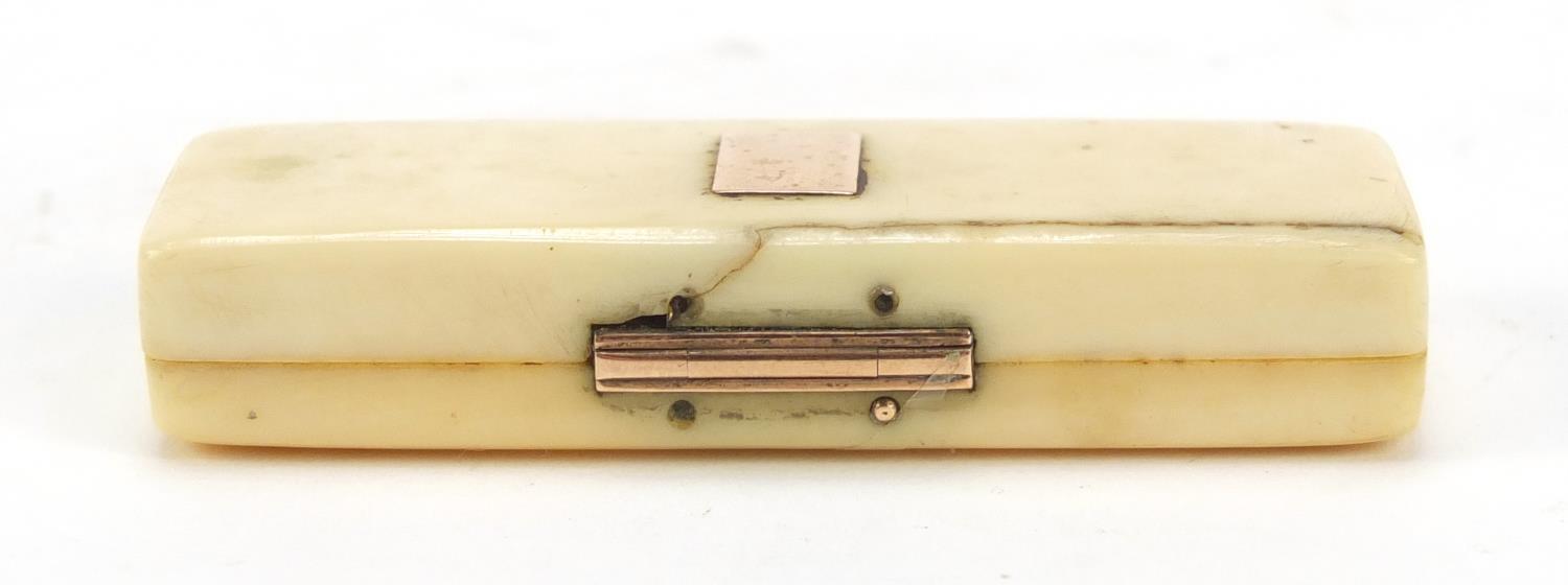 Georgian ivory toothpick case with gold mounts, 5.7cm wide : For Further Condition Reports, Please - Image 5 of 11