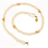 Fresh water pearl and coral necklace with 9ct gold clasp, 44cm in length, 31.5g : For Further