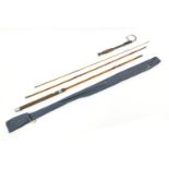 Vintage three piece fishing rod and a gaff with wooden handle, 40cm in length : For Further