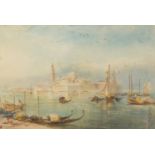 After Joseph Mallord William Turner - Venice, watercolour, mounted, framed and glazed, 24cm x 16.5cm