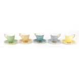 Set of five Royal Albert Gossamer cups and saucers : For Further Condition Reports, Please Visit Our