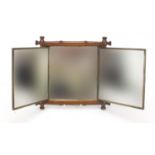 Aesthetic Chinese style faux bamboo triple aspect folding mirror, decorated with children, 31cm x