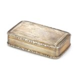 William IV silver snuff box by Nathaniel Mills with hinged lid and gilt interior, Birmingham 1842,