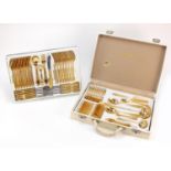 Bestecke Solingen twelve place canteen of gold plated cutlery : For Further Condition Reports,