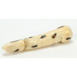Japanese Shibayama ivory phallus inlaid with insects carved with calligraphy, 16.5cm in length : For