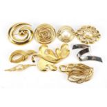Ten vintage Monet brooches, the largest 8.5cm in length : For Further Condition Reports, Please