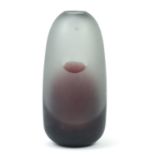 Salviati of Venezia Italian purple and frosted Art Glass Art of tapering cylindrical form, 47cm high