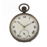 Gentlemen's silver open face pocket watch with subsidiary dial, the case numbered 7455204 13100,