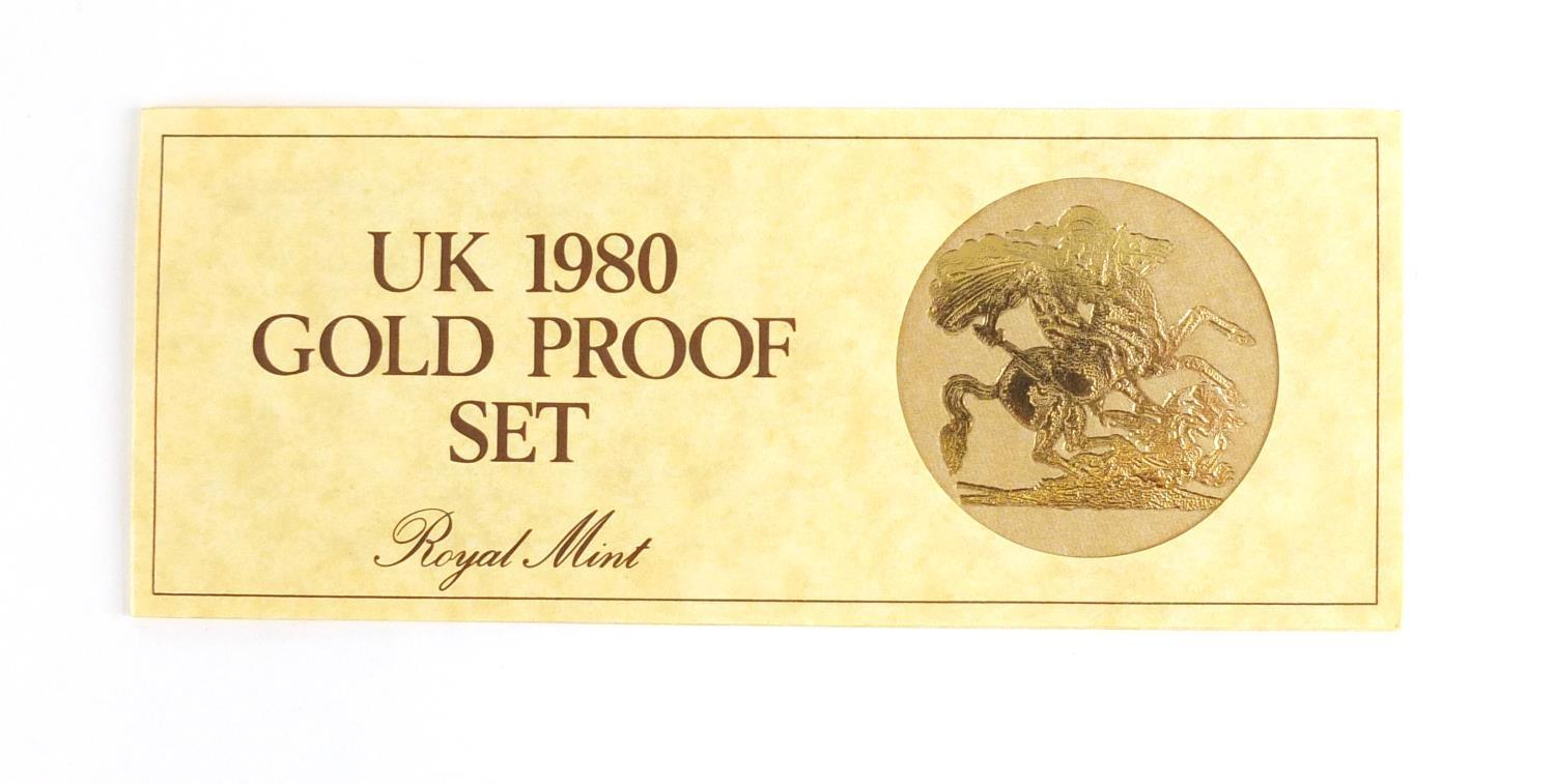 1980 proof half sovereign gold coin set with certificate, comprising five pounds, two pounds, - Image 5 of 7