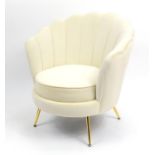 Art Deco design fan chair with cream upholstery on tapering legs, 83cm high : For Further
