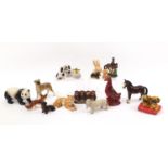 Collectable animals, mostly porcelain including Melba ware panda, Sylvac rabbit and a pair of