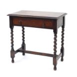 Oak barley twist hall table with frieze drawer, 74cm H x 76cm W x 45cm D : For Further Condition