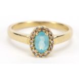 9ct gold blue stone and diamond ring, size M, 2.3g : For Further Condition Reports, Please Visit Our
