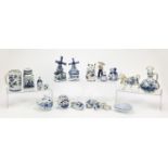 Delft blue and white including windmills and cow creamer, the largest 19cm high : For Further
