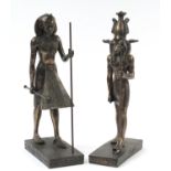 Two bronzed egyptian figures, 41cm high : For Further Condition Reports, Please Visit Our Website,