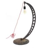 Industrial black painted wrought iron lamp, 78cm high : For Further Condition Reports, Please