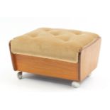 Vintage G Plan teak footstool with button upholstery seat, 36cm H x 60cm W x 55cm D : For Further