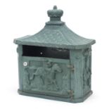 Victorian style cast iron post box with figure on horseback, 44cm H x 39cm W x 18cm D : For