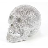 Silvered model of a human skull, 20cm high : For Further Condition Reports, Please Visit Our