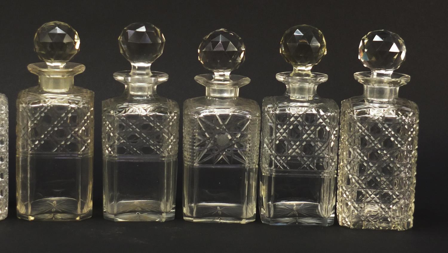 Nine 19th century cut glass decanters with stoppers, each approximately 22.5cm high : For Further - Image 4 of 17