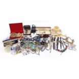 Large collection of costume jewellery including wristwatches, necklaces, bracelets and earrings :