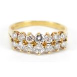 18ct gold diamond two row half eternity ring, size O, 3.4g with certificate of valuation,