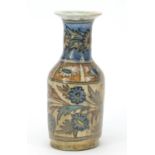 Turkish Iznik pottery vase hand painted with flowers, 26.5cm high : For Further Condition Reports,