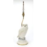 Frankin Mint Snowy Owl lamp by Raymond Watson, 65cm high : For Further Condition Reports, Please