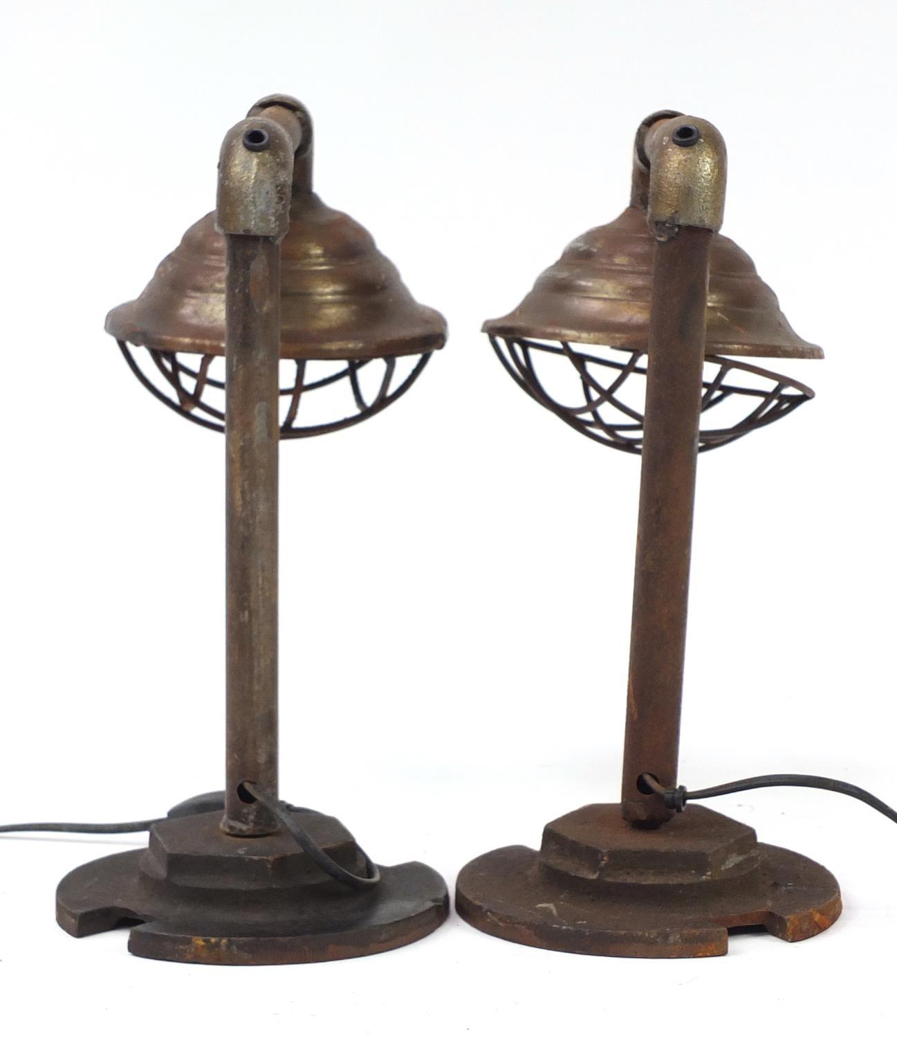 Pair of industrial pipework table lamps, each 36cm high : For Further Condition Reports, Please - Image 2 of 6