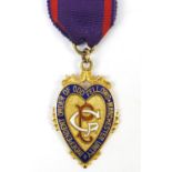 9ct gold and enamel Masonic Order of Odd Fellows Manchester Unity jewel presented to Bro H T