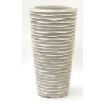 Large ribbed white glazed pottery planter, 88cm high x 48cm in diameter : For Further Condition