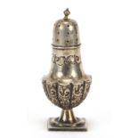 Victorian silver baluster shaped caster by William Devenport, Birmingham 1900, 10.5cm high, 39.