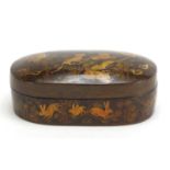 Persian lacquered box and cover decorated with tigers hunting gazelle, 17cm wide : For Further