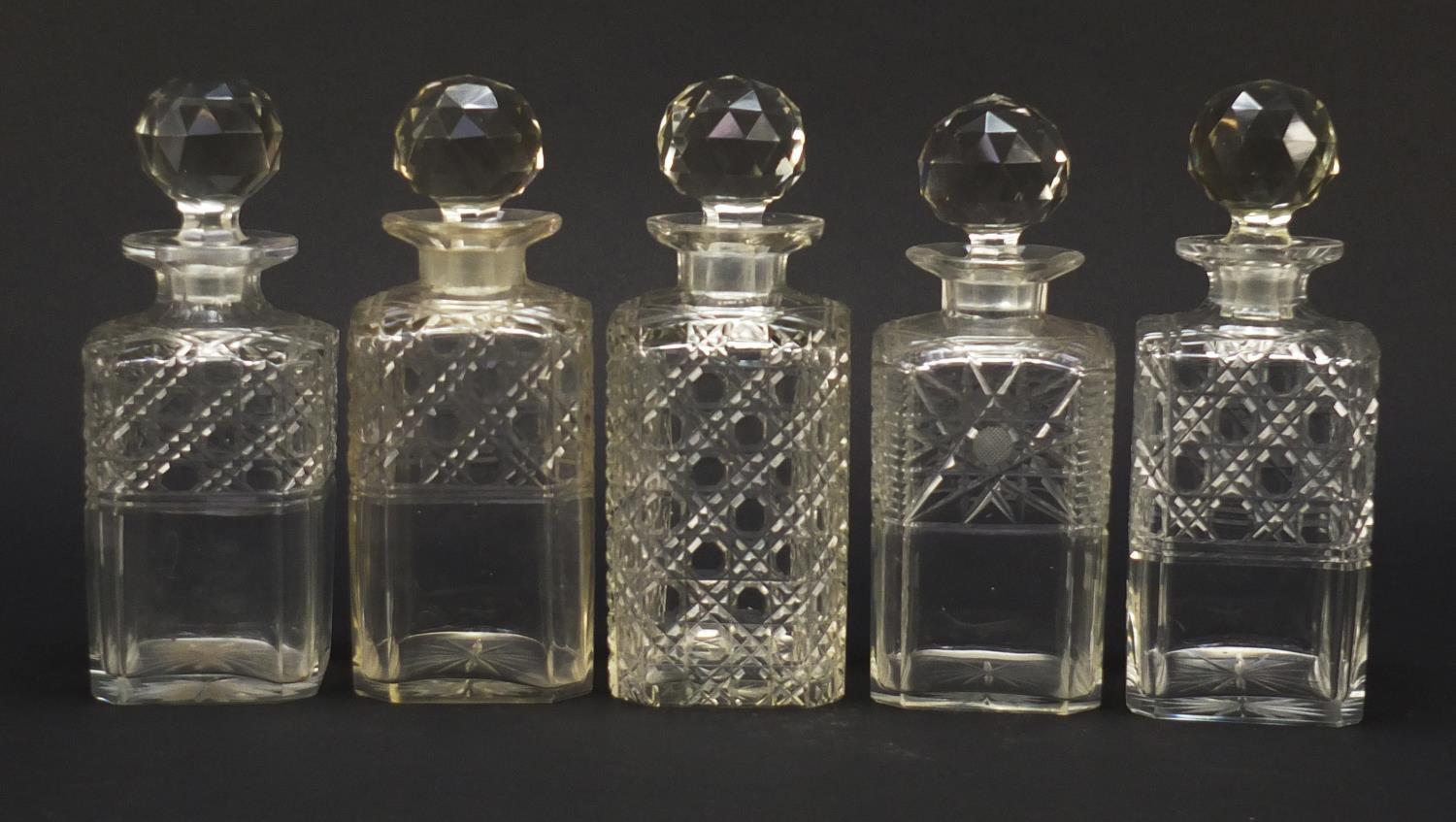 Nine 19th century cut glass decanters with stoppers, each approximately 22.5cm high : For Further - Image 11 of 17